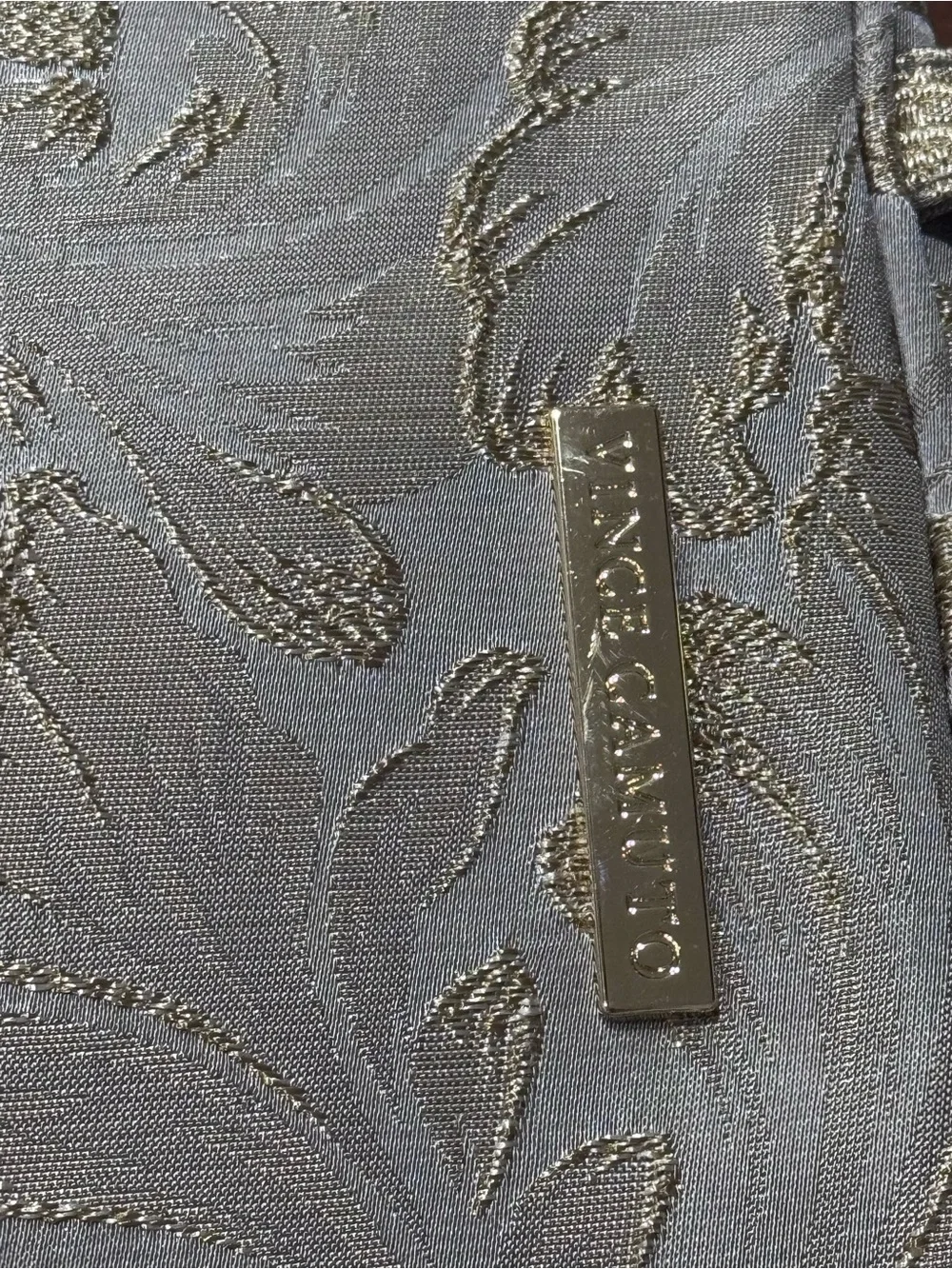 Vince Camuto Cream Cosmetic Case with Gold Embroidered Detail